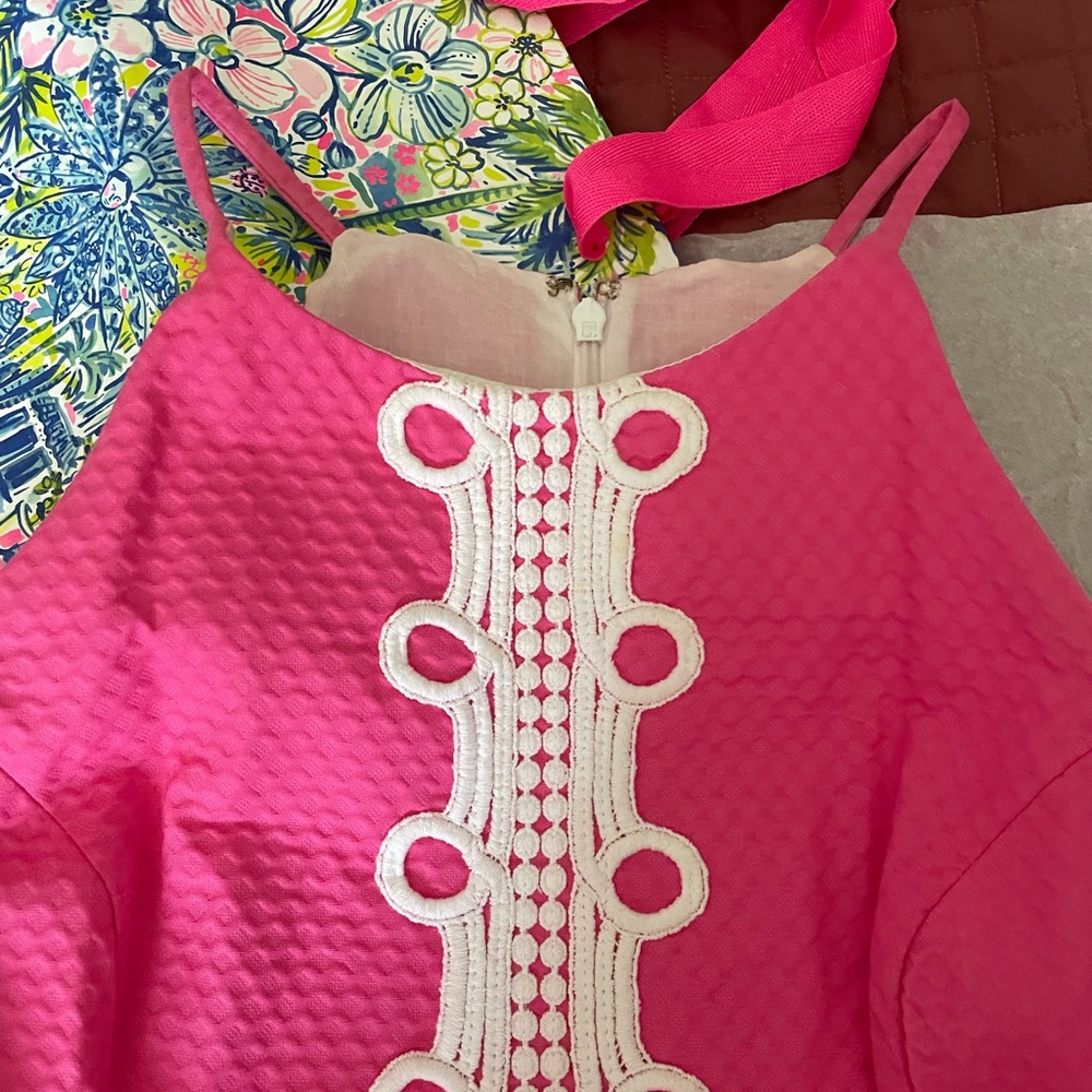 Lilly Pulitzer Pink Textured Tank Top with White Accents